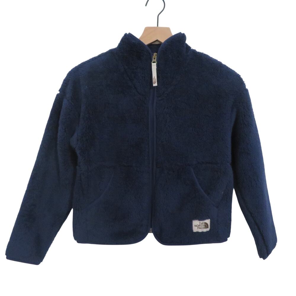 The North Face Girls Medium Montague Blue Campshire Cardigan Plush Sweater